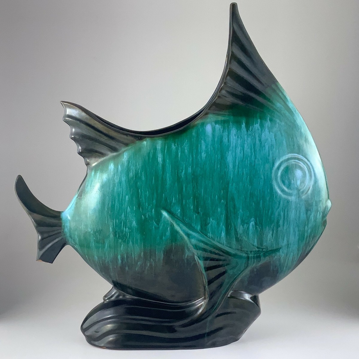 Large Angel Fish Vase BMP Blue Mountain Pottery MCM Mid Century