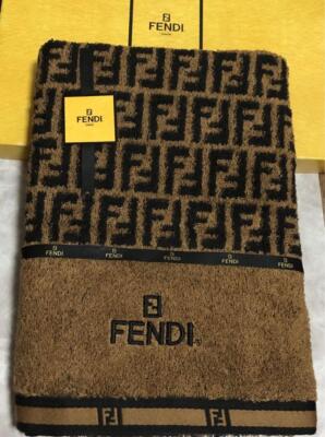 Fendi Bath Towel 120 x 60 cm Brown Zucca Cotton 100% No Box New