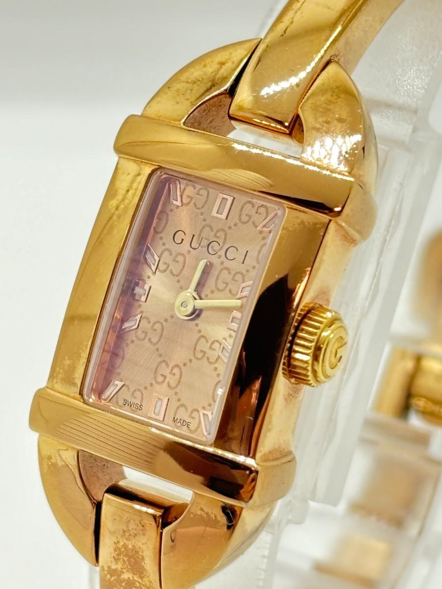 Exc+5] GUCCI 6800L PINK GOLD GG GOLD Dial Watch Women's Watch Used