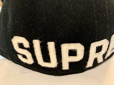 Supreme Ebbets Field Back Hit Black Wool Fitted Baseball Cap Hat 7