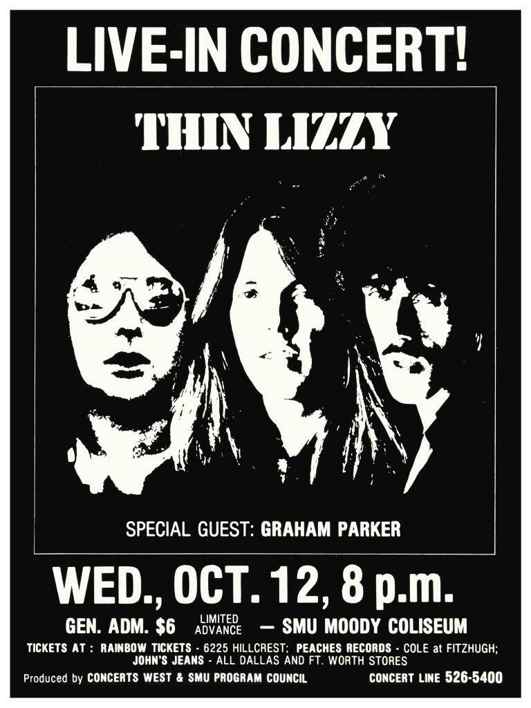 Thin Lizzy - POSTER - Phil Lynott LIVE Concert in Texas 77' - Wall