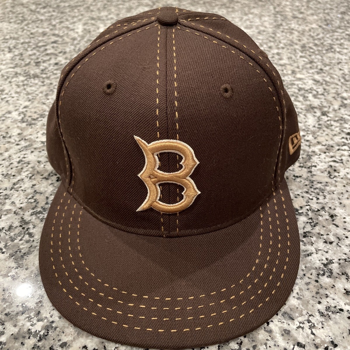 Brown New Era 5950 Brooklyn Dodgers Baseball Cap Hat 7 1/2