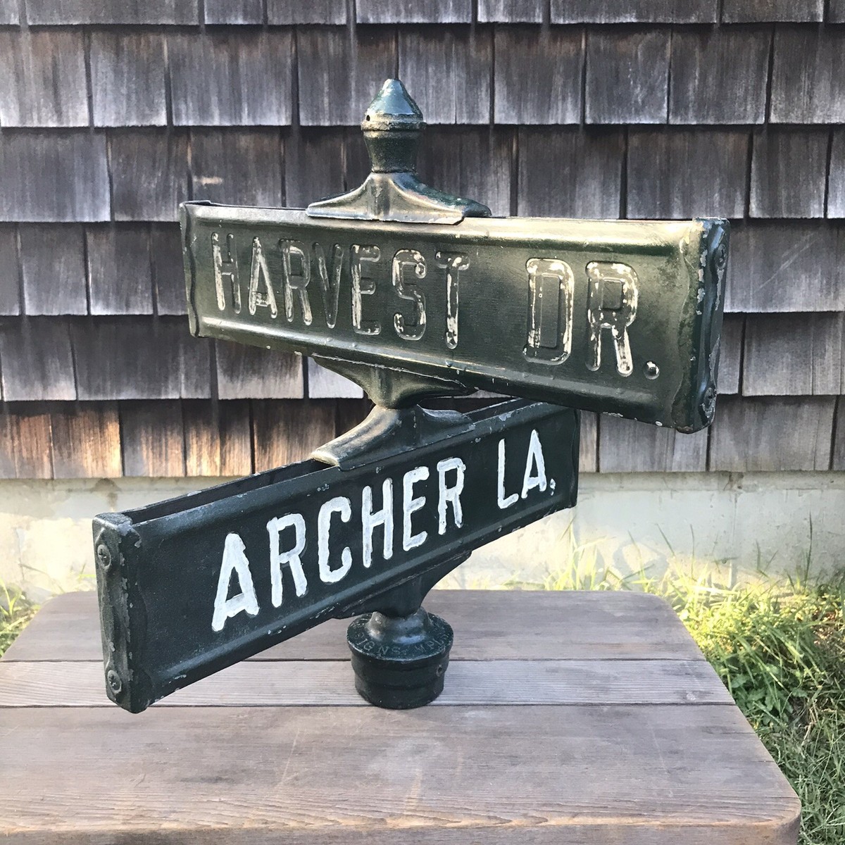 1920s LYLE SIGN DOUBLE SIDED CROSS STREET SCARSDALE NY HARVEST