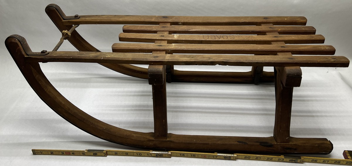 Vintage Davos Germina wooden sled made in GDR (German Democratic