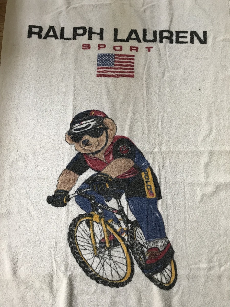 RARE VTG 90's Polo Sport Ralph Lauren Cycle Polo Bear Collectible
