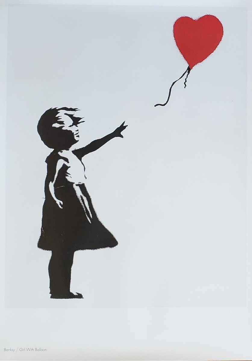BANKSY Girl With Balloon Graffiti Stencil art rare exhibition art