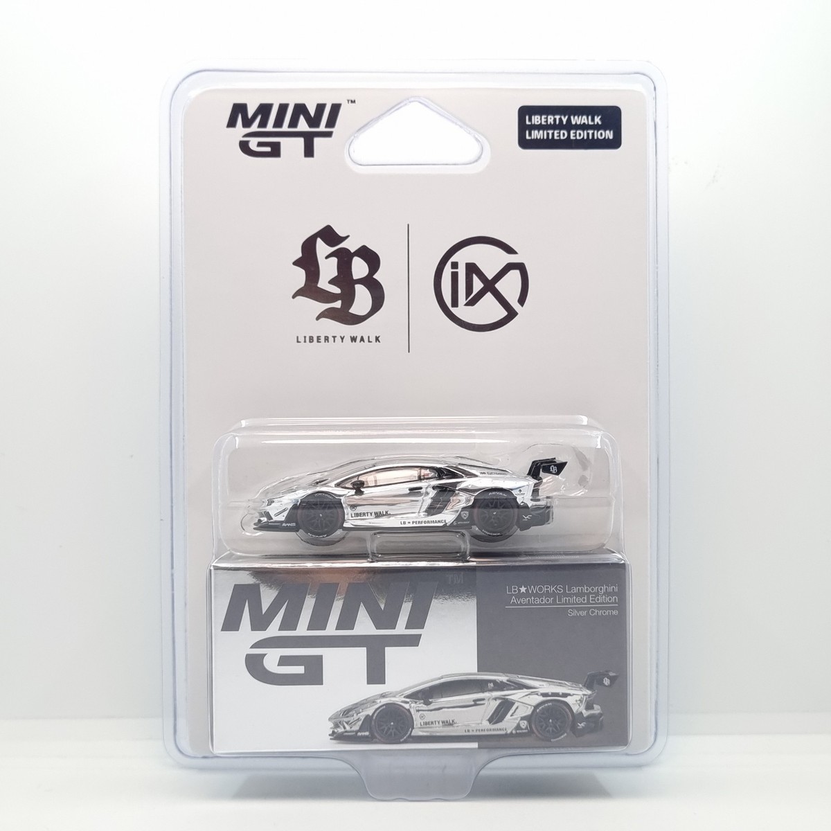 MINI GT LB WORKS LAMBORGHINI AVENTADOR LBWK CHROME IMX 2025 W/ T