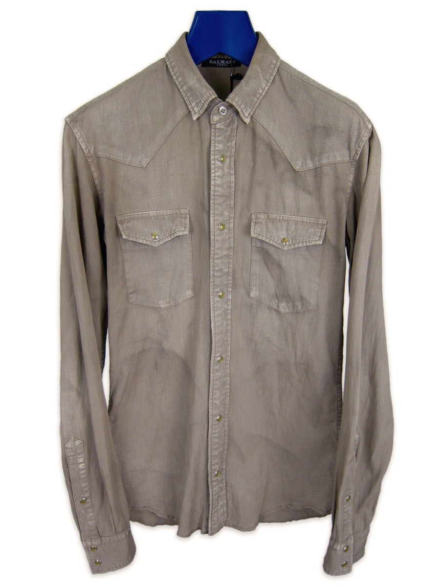 Balmain AW11 Khaki Twill Western Shirt sz. XS | eBay