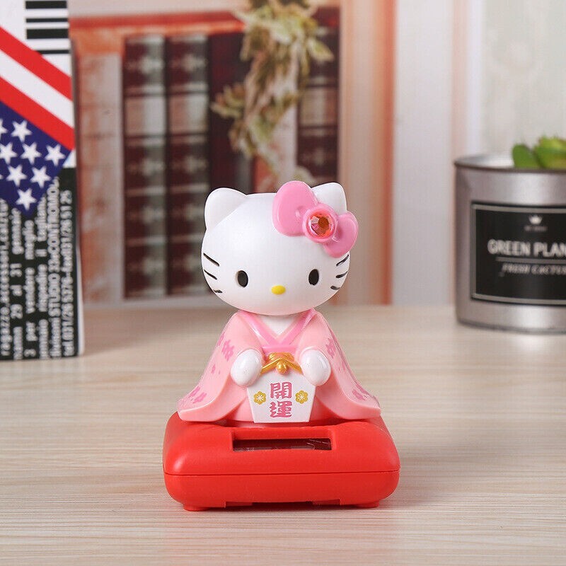 Cute solar shaking head pink kimono Hello Kitty Figure - Car/Home