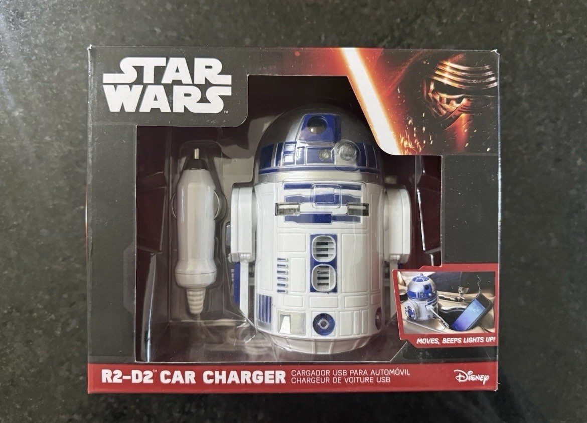 ThinkGeek Star Wars R2-D2 Car Charger - White/Blue for sale online