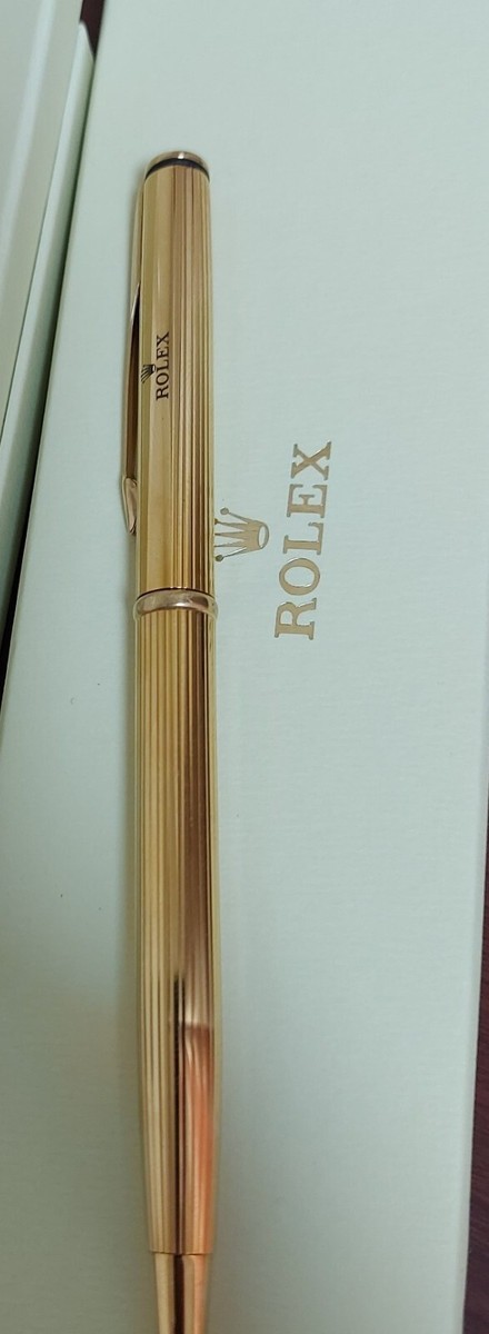 New Rolex Ballpoint yellow gold Pen With Box twist type blue ink