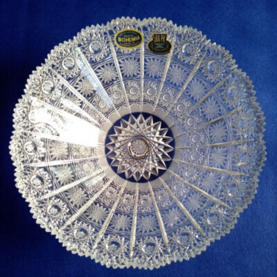 ボヘミア】高級クリスタル 蓋付きボウル PK500 ハンドメイドカット