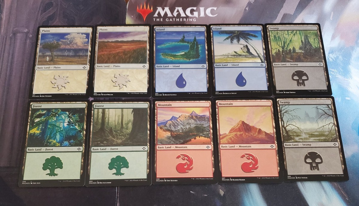 MTG. Etched Foil Basic Land Set. 10 Cards. Modern Horizons 2. Pack