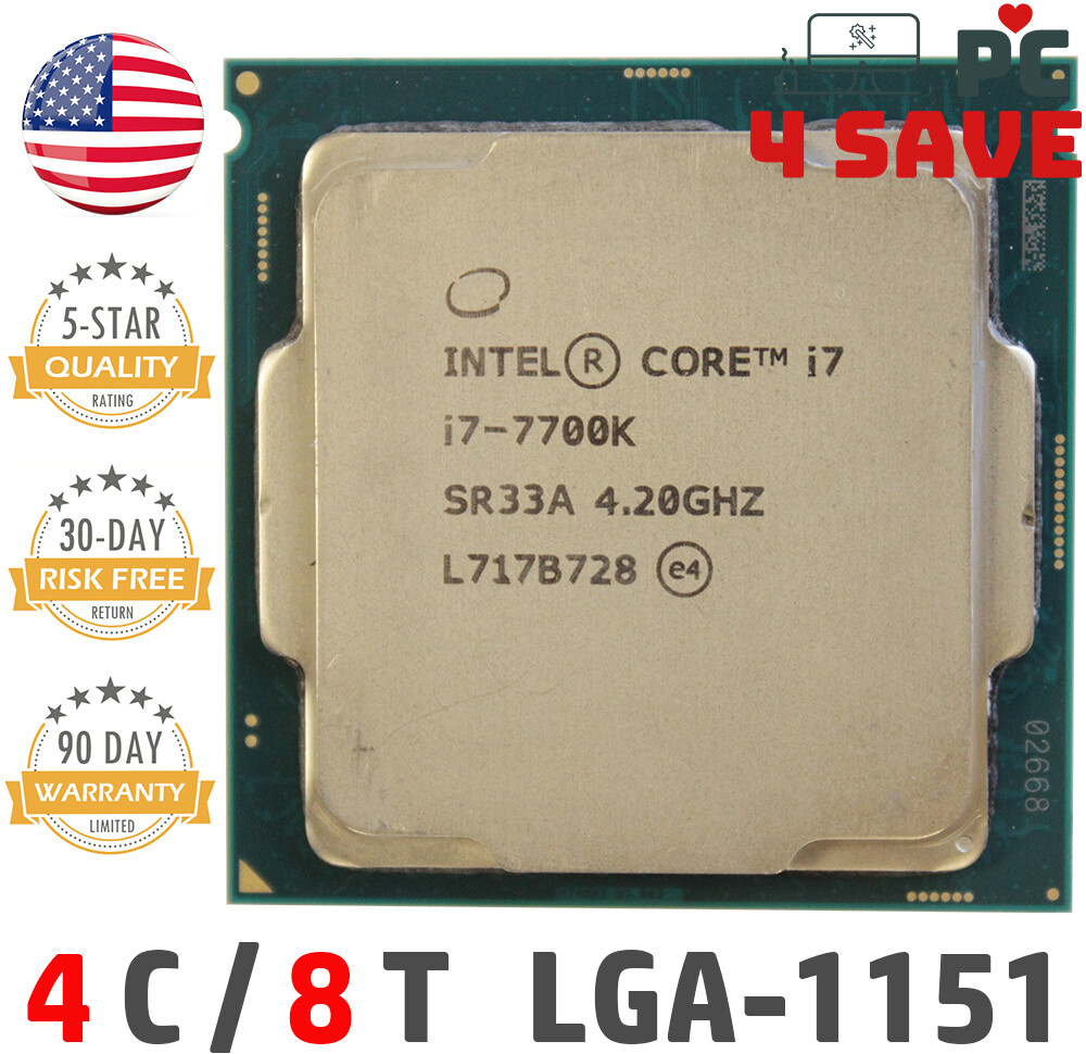 7th Gen Intel Core i7-7700K CPU 4.2 GHz (Turbo 4.5 GHz) 4-Core 8M