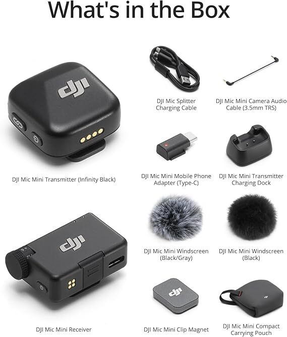 DJI Mic Mini,Ultralight Wireless Lavalier Microphone System Camera