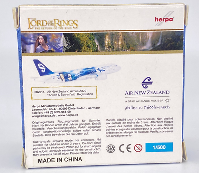 Herpa 502214 Air New Zealand Airbus A320 Lord of the Rings Arwen