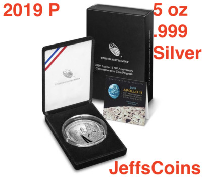 2019 P Apollo 11 50th Anniversary Five Ounce Proof Silver Dollar