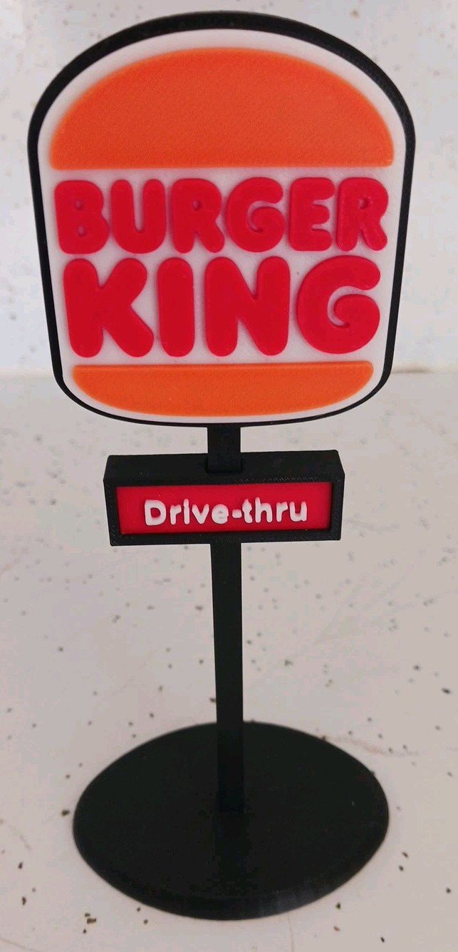 Burger King Inspired Miniature Drive Thru Restaurant Sign. 6.5
