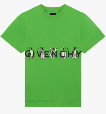 GIVENCHY X JOSH SMITH REAPER'S PRINT GRAPHIC TEE in APPLE GREEN sz