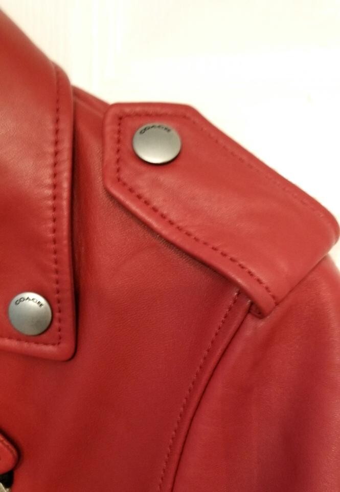 Coach Red Cardinal Motorcycle Leather 58656 Jacket Size 00 (XXS