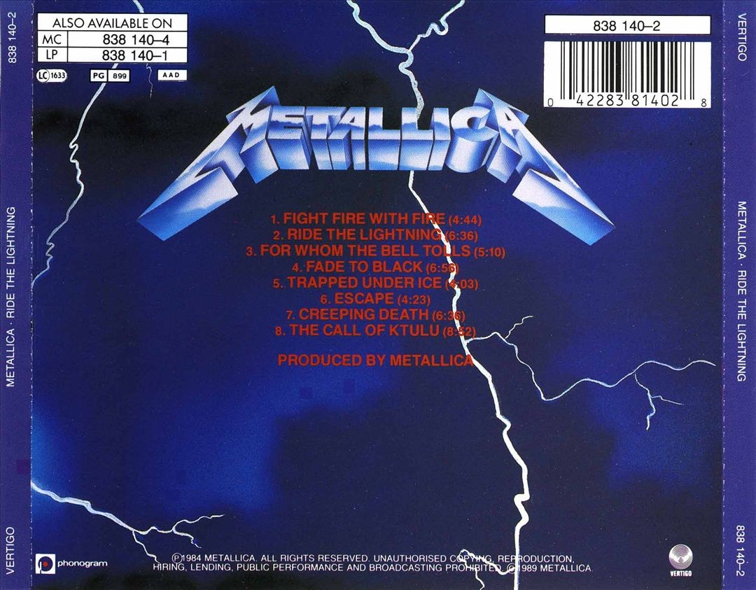 Ride the Lightning by Metallica (CD, May-1989, PolyGram) for sale