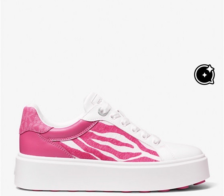 Michael Kors Romey Lace Up Wild Zebra Haircalf Pink Size 9.5 New