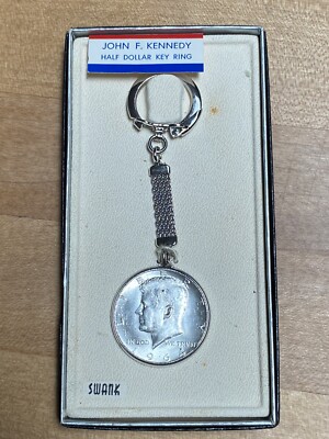 Vintage Swank Key Chain John F Kennedy Half Dollar 1964 Origimal