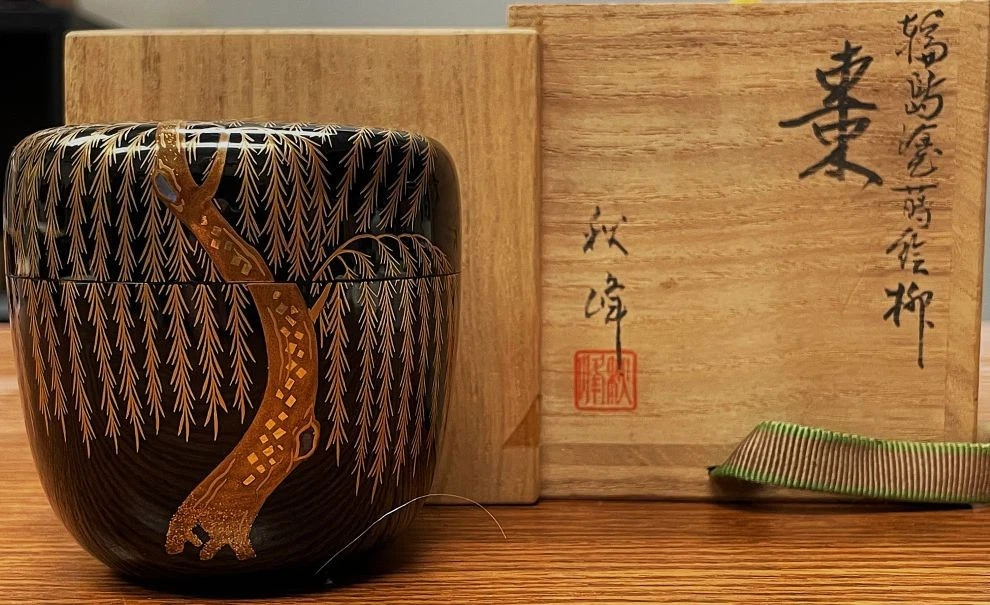 茶道具 香合ひし 金彩色絵 廣永窯 共箱 S151KG 茶道具 香合ひし 金彩色