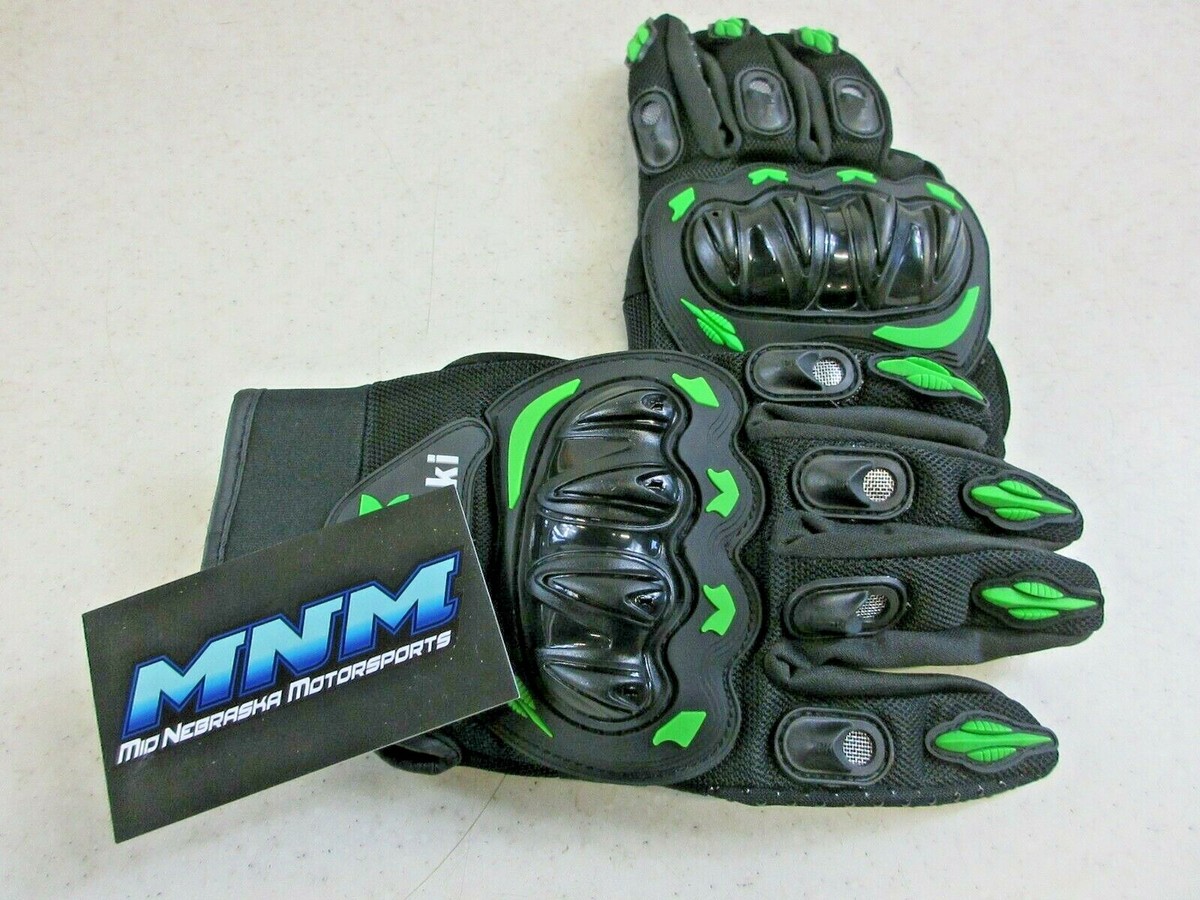 Black / Green Motorcycle Gloves - Protective for Kawasaki Rider