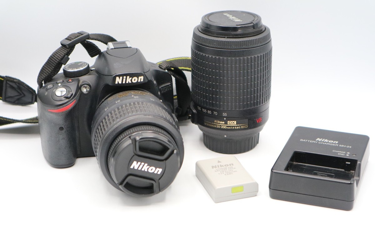 Nikon D D3200 24.2MP Digital SLR Camera - Black Kit w/ AF-S DX ED