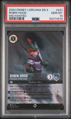 PSA 10 - Disney Lorcana - Robin Hood 221/204 - Enchanted - Into