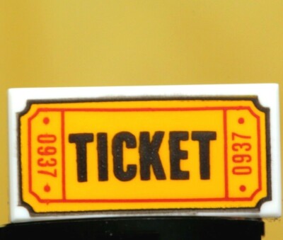 NEW LEGO - Tiles - Decorated - 1x2 'TICKET' / '0937' White x1
