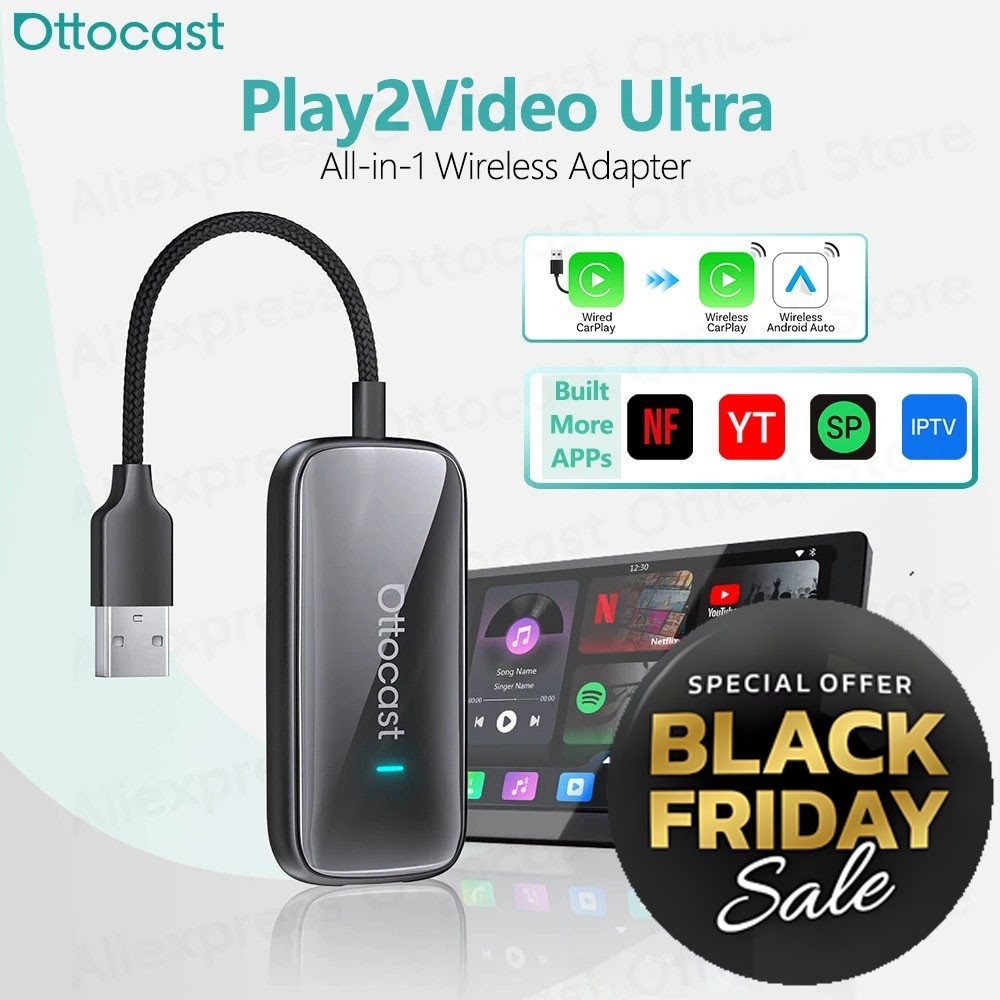 Ottocast Play2Video Ultra Multimedia Aibox Wireless Carplay