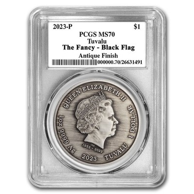 2023 Tuvalu 1 oz Silver Black Flag Antiqued Fancy MS-70 PCGS | eBay