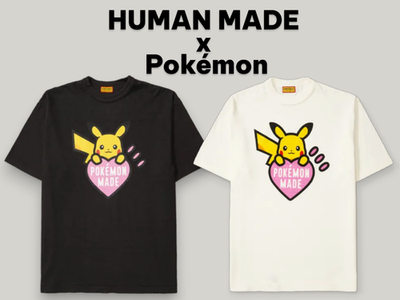 HUMAN MADE x Pokemon MADE GRAPHIC T-SHIRT Harajuku Pikachu BK WH