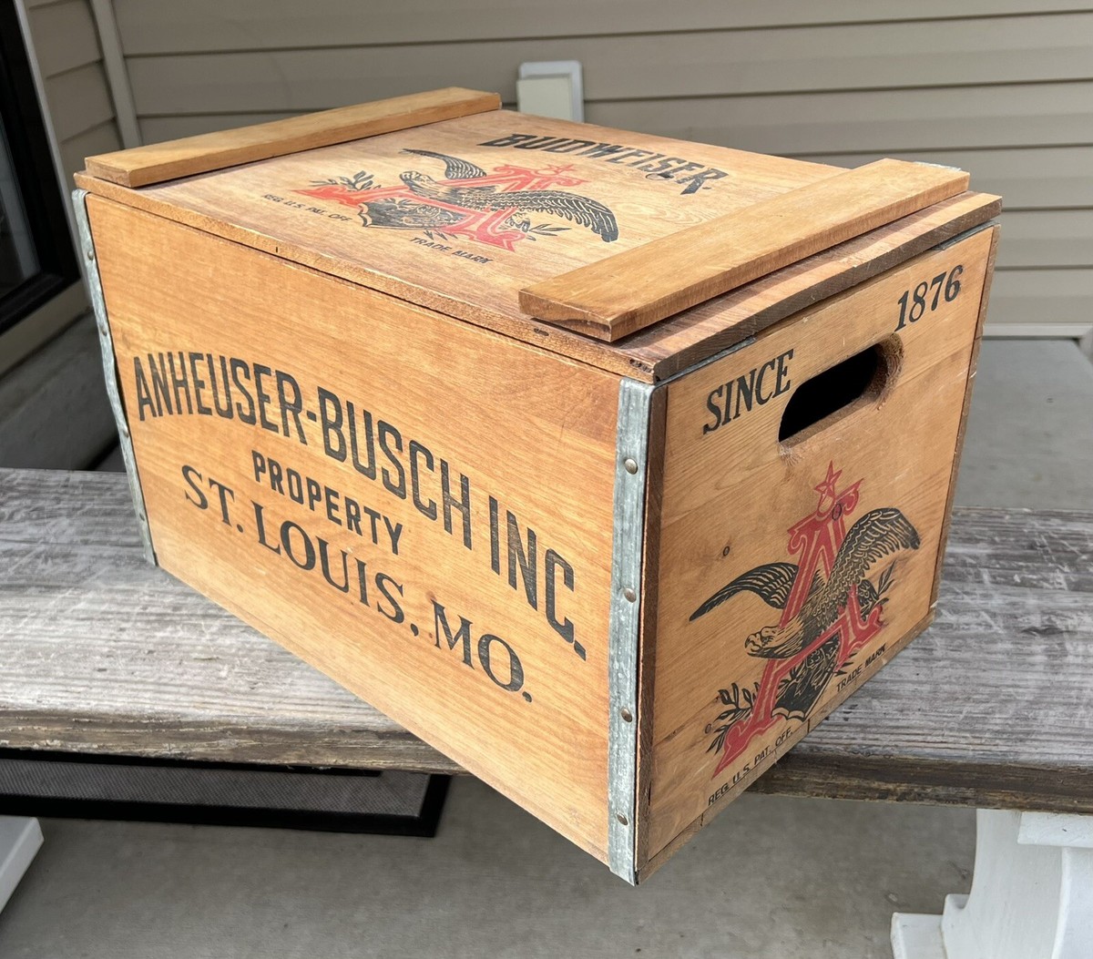 Anheuser-Busch Budweiser St Louis MO Since 1876 Wooden Beer Crate