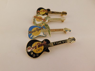 HARD ROCK CAFE ENAMELED GUITAR PINS RARE LONDON TOKYO HAWAII KEY