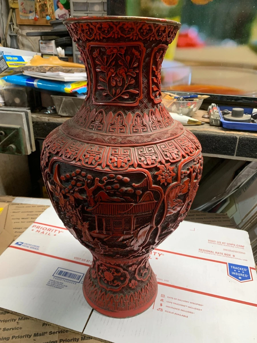 红色黄铜主中国古董花瓶| eBay