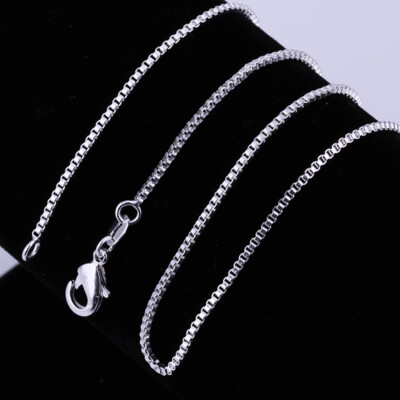 Mens Womens 925 Sterling Silver 1.5mm Wide Square Box Link Chain