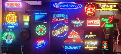 Vintage Bud Light Beer Neon Lit Bar Sign, 80's, Rare, Large, 50