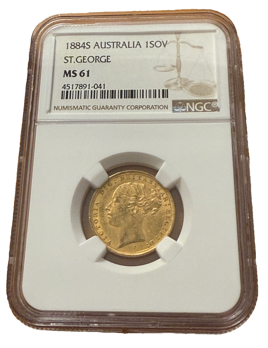 Australia 1884S Gold 1 Sovereign NGC MS61 Saint George Victoria | eBay