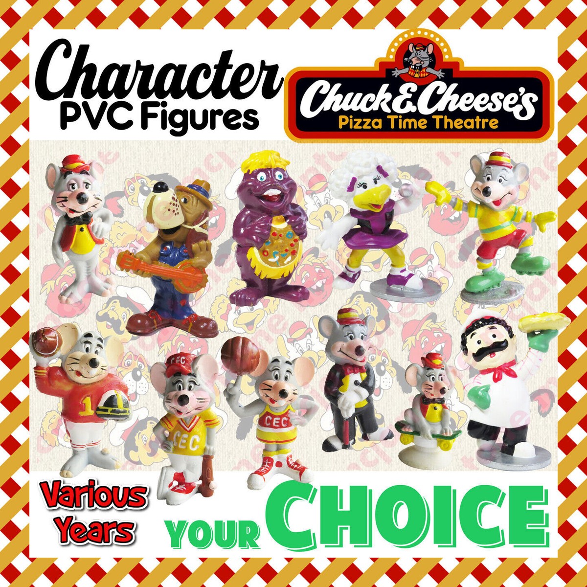 Chuck E. Cheese 1983-1994 CHARACTER FIGURE PVC Showbiz Pizza YOUR