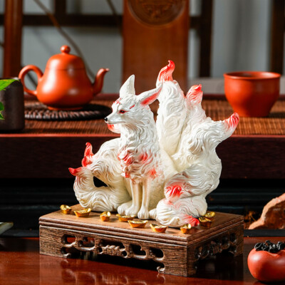 Nine-tailed Fox Fortune Fox Buddha Hall Statue Decoration Birthday