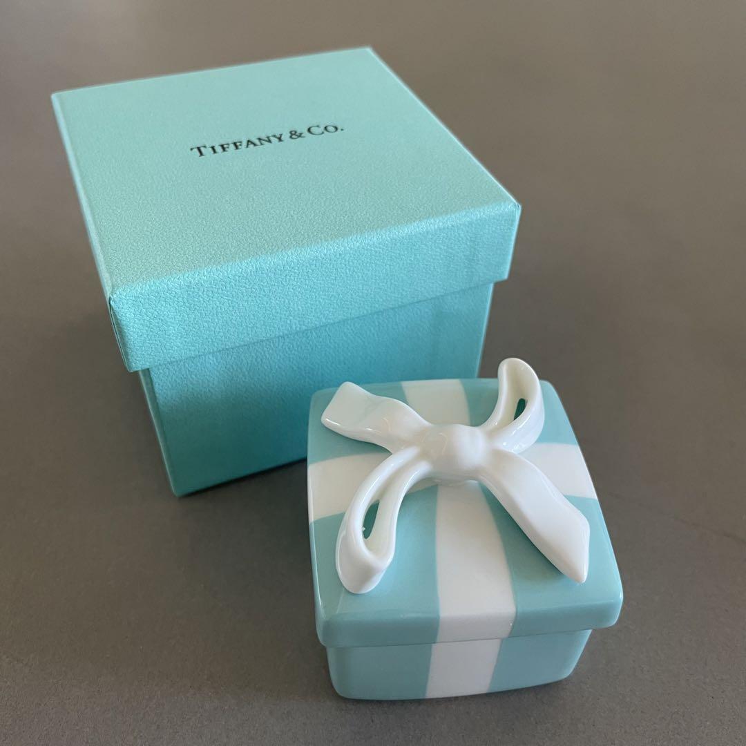 TIFFANY&Co. Jewelry Box Couples Classic Blue Bow Mini Square