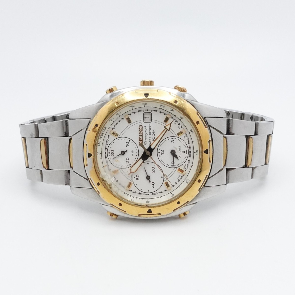 Seiko 7T32-6M10 Chronograph Alarm Japan Movement Quartz Watch 39mm