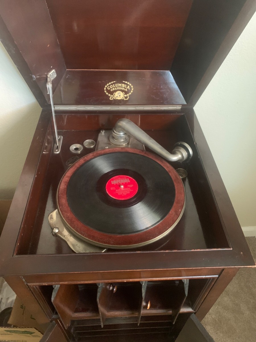 Antique Columbia Grafonola Phonograph, Hand Crank, Plays 78