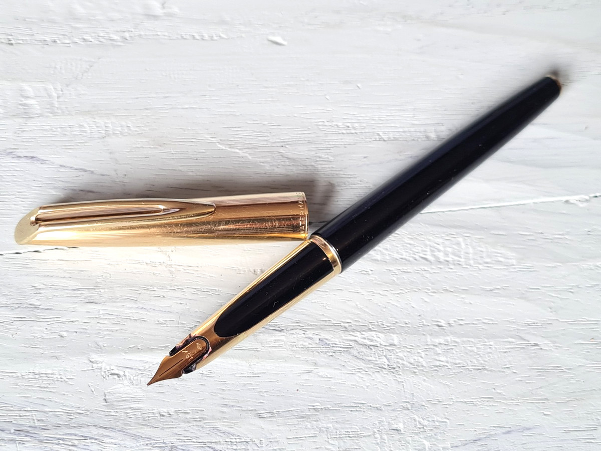 WATERMAN C/F モアレPLAQUE OR Gヴィンテージ万年筆18K WATERMAN C/F