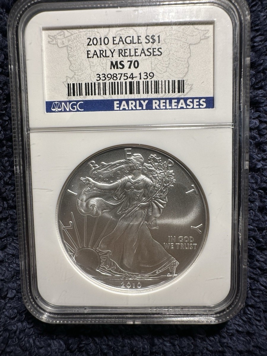 1オンス銀貨 イーグル銀貨2010年NGC MS70 1オンス銀貨 イーグル銀貨2010年