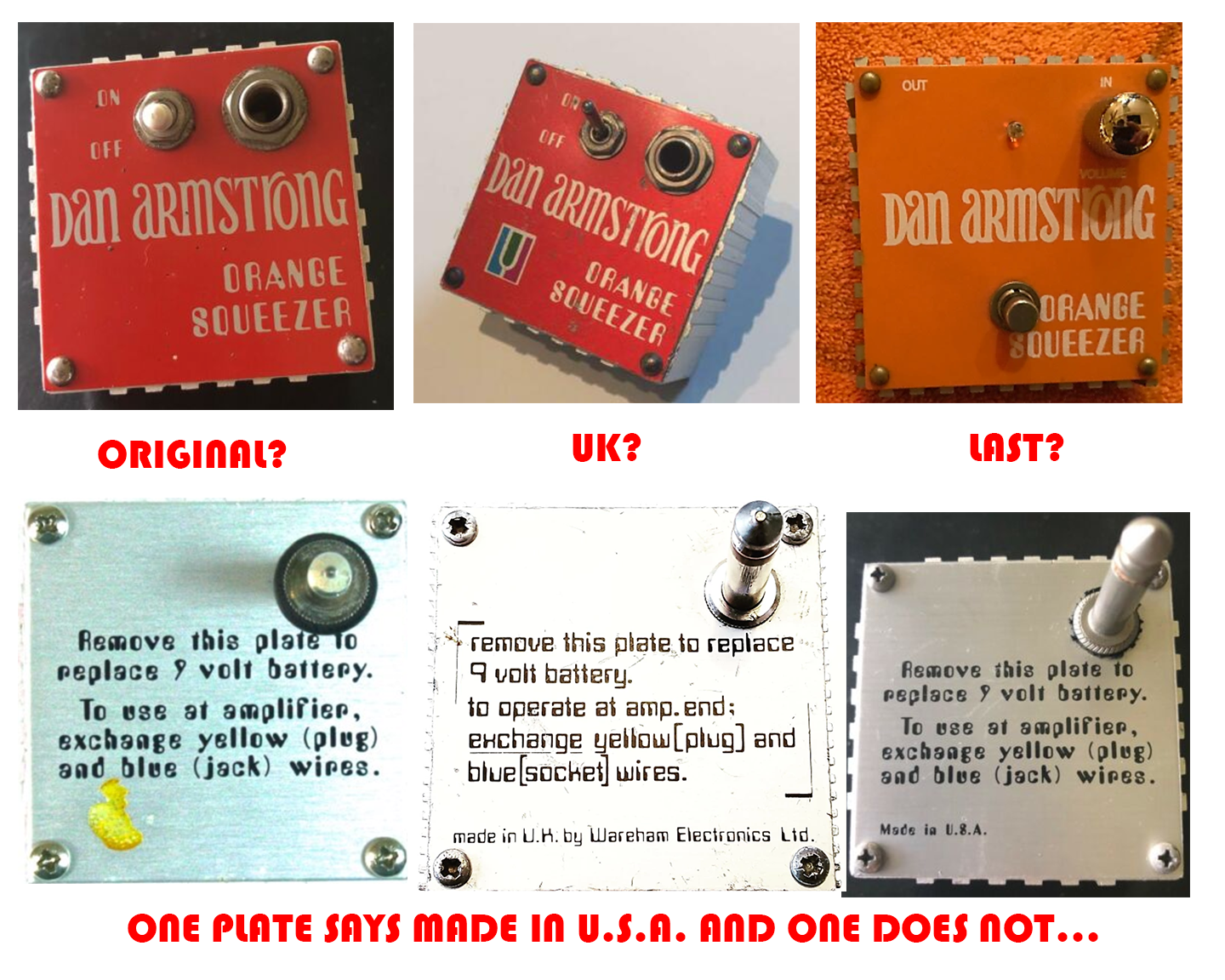 Dan Armstrong Orange Squeezer - How to tell the different versions