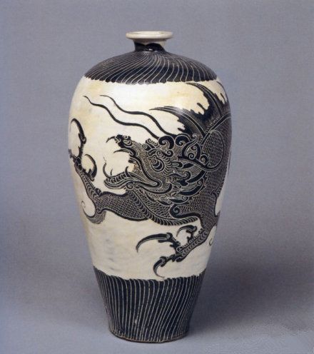 中国美術 瑠璃釉 纏白龍紋 梅瓶 内府 款 時代物(K-XA831) 中国美術